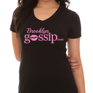 brooklyngossip pink on black t-shirt